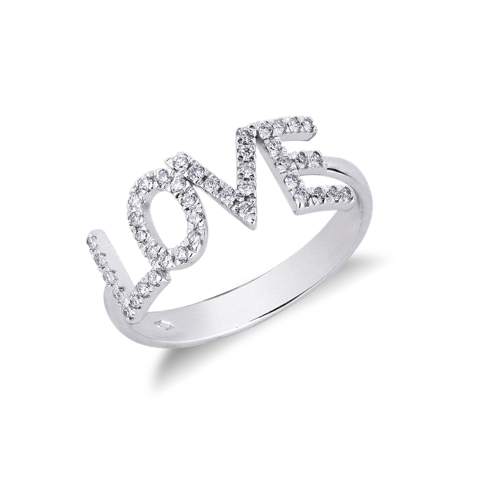 Anello in Oro bianco 18k con LOVE in Diamanti